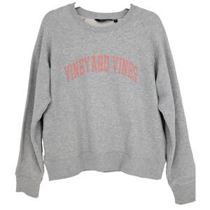 Vineyard Vines Womens Graphic Terry Crewneck Sweatshirt Gray M Varsity Preppy
